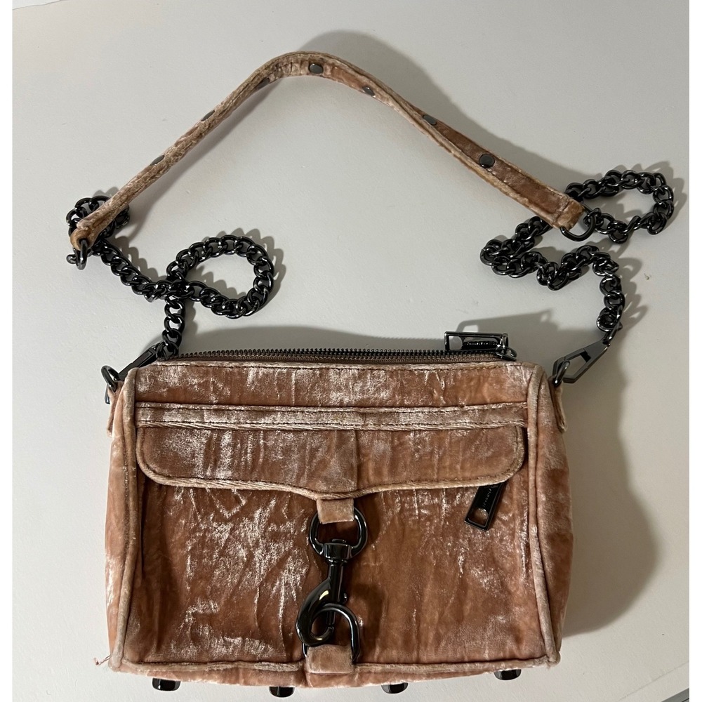 Rebecca Minkoff Crushed Velvet MiniMac Crossbody Bag Berrie Smoothie PinkPeachy